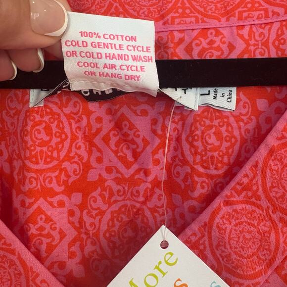 NWT Gretchen Scott Viviers Sultan's red pattern puff sleeve midi dress SIZE L - Picture 5 of 7